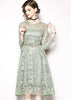 Vestido Midi Renda com Cinto