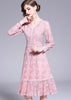 Vestido Midi Renda Rose com Botão na Frente