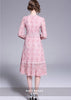 Vestido Midi Renda Rose com Botão na Frente