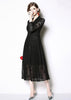 Vestido Renda Manga Longa Azul Preto