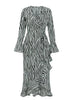 Vestido Animal Print Midi Transpassado com Babado