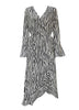 Vestido Animal Print Midi Transpassado com Babado