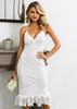 Vestido Midi Renda Guipir Branco com Babado na Barra