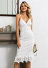 Vestido Midi Renda Guipir Branco com Babado na Barra