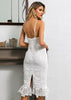 Vestido Midi Renda Guipir Branco com Babado na Barra