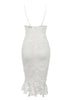 Vestido Midi Renda Guipir Branco com Babado na Barra