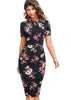 Vestido Tubinho Midi Estampado Decote Gota