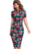 Vestido Tubinho Midi Estampado Decote Gota