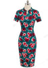 Vestido Tubinho Midi Estampado Decote Gota