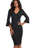 Vestido Midi Tubinho Manga 3/4 Flare
