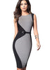 Vestido Bicolor Midi Tubinho com Cinto