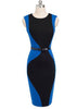 Vestido Bicolor Midi Tubinho com Cinto