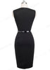 Vestido Bicolor Midi Tubinho com Cinto
