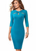 Vestido Midi Tubinho Social com Manga 3/4