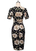 Vestido Midi Tubinho Manga Curta Estampado Com Bolsos