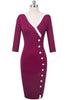 Vestido Midi Tubinho Social Manga Longa com Fenda