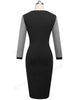 Vestido Bicolor Midi Peplum Manga Longa