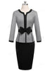 Vestido Bicolor Midi Peplum Manga Longa