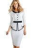 Vestido Midi Peplum Preto e Branco Social