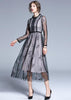 Vestido Midi Tule Preto com Bordado