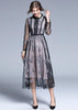 Vestido Midi Tule Preto com Bordado
