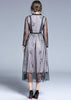 Vestido Midi Tule Preto com Bordado