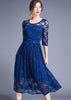 Vestido Midi Renda Evase Meia Manga