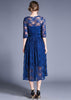 Vestido Midi Renda Evase Meia Manga