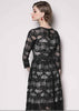Vestido Midi de Renda Preta Decote Redondo