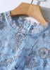 Vestido de Renda Azul Claro Midi Manga Curta