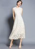 Vestido Midi Renda Bege Festa Casamento Madrinha