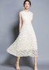 Vestido Midi Renda Bege Festa Casamento Madrinha