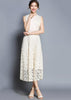 Vestido Midi Renda Bege Festa Casamento Madrinha