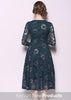 Vestido Midi de Renda Manga Longa Festa Casamento