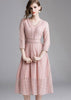 Vestido de Renda Midi Rose para Madrinha Casamento