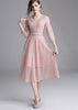 Vestido de Renda Midi Rose para Madrinha Casamento