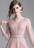 Vestido de Renda Midi Rose para Madrinha Casamento