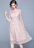 Vestido Evasê Midi Renda Rosa Madrinha Casamento