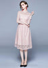 Vestido Evasê Midi Renda Rosa Madrinha Casamento