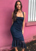 Vestido Midi Renda com Babado na Barra para Festa