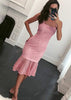 Vestido Midi Renda com Babado na Barra para Festa