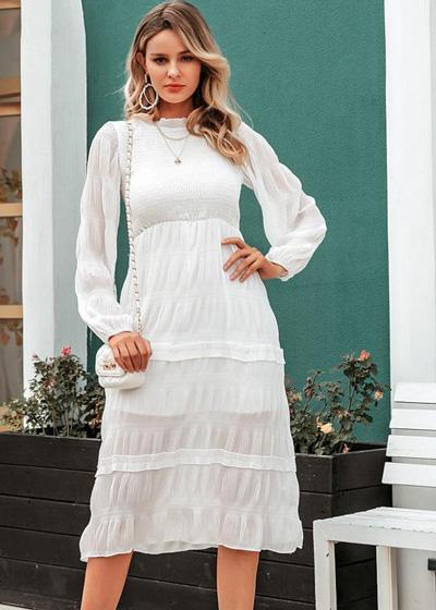 Vestido Branco Midi com Manga