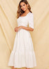 Vestido Midi Branco Decote Quadrado