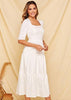 Vestido Midi Branco Decote Quadrado
