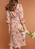 Vestido Evangélico Midi Floral Gola Laço