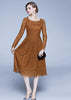 Vestido Midi Renda Guipir Decote Quadrado