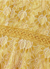 Vestido Evase Midi Renda Amarelo Decote V nas Costas