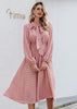 Vestido Poá Midi com Laço no Decote Moda Evangélica