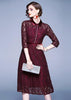Vestido Midi Renda Marsala Manga Longa