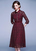 Vestido Midi Renda Marsala Manga Longa
